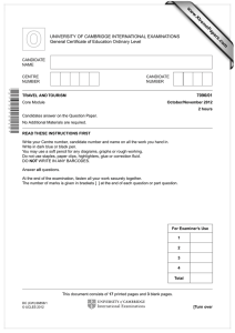 www.XtremePapers.com UNIVERSITY OF CAMBRIDGE INTERNATIONAL EXAMINATIONS General Certificate of Education Ordinary Level 7096/01