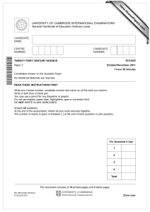 www.XtremePapers.com UNIVERSITY OF CAMBRIDGE INTERNATIONAL EXAMINATIONS General Certificate of Education Ordinary Level 5131/03