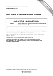 3248 SECOND LANGUAGE URDU  MARK SCHEME for the October/November 2014 series