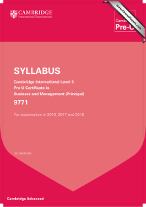 SYLLABUS 9771 Cambridge International Level 3 Pre-U Certificate in