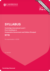 SYLLABUS 9770 Cambridge International Level 3 Pre-U Certificate in