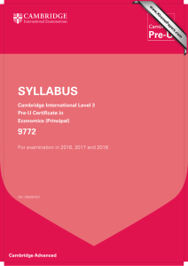 SYLLABUS 9772 Cambridge International Level 3 Pre-U Certificate in