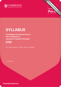 SYLLABUS 9765 Cambridge International Level 3 Pre-U Certificate in