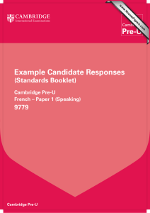 Example Candidate Responses (Standards Booklet) 9779 Cambridge Pre-U