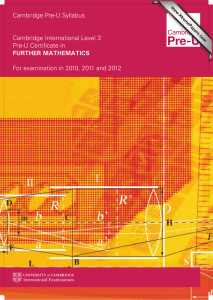 Cambridge Pre-U Syllabus Cambridge International Level 3 Pre-U Certificate in