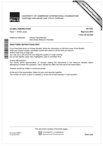 www.XtremePapers.com UNIVERSITY OF CAMBRIDGE INTERNATIONAL EXAMINATIONS Cambridge International Level 3 Pre-U Certificate 9777/01