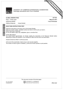 www.XtremePapers.com UNIVERSITY OF CAMBRIDGE INTERNATIONAL EXAMINATIONS Cambridge International Level 3 Pre-U Certificate 9777/01