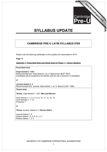 SYLLABUS UPDATE CAMBRIDGE PRE-U LATIN SYLLABUS 9788 www.XtremePapers.com