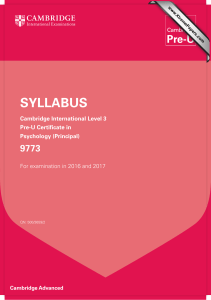 SYLLABUS 9773 Cambridge International Level 3 Pre-U Certificate in