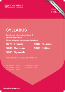 SYLLABUS 9779 French 9782 Russian 9780 German