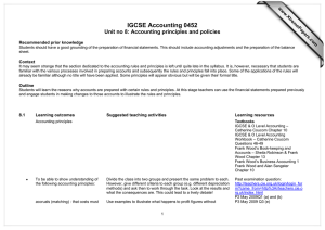 IGCSE Accounting 0452 Unit no 8: Accounting principles and policies  www.XtremePapers.com