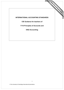 INTERNATIONAL ACCOUNTING STANDARDS CIE Guidance for teachers of