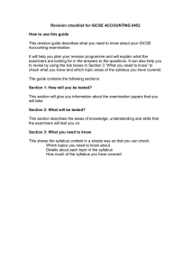 Revision checklist for IGCSE ACCOUNTING 0452  How to use this guide