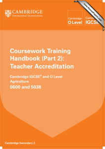 Coursework Training Handbook (Part 2): Teacher Accreditation 0600 and 5038