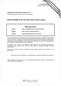 MARK SCHEME for the November 2003 question papers  0600 Agriculture www.XtremePapers.com