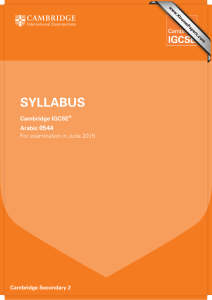 SYLLABUS 0544 Cambridge IGCSE Arabic