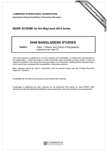 0449 BANGLADESH STUDIES  MARK SCHEME for the May/June 2014 series