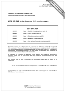 MARK SCHEME for the November 2003 question papers  0610 BIOLOGY www.XtremePapers.com