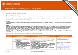 Scheme of work – Cambridge IGCSE Biology (0610)