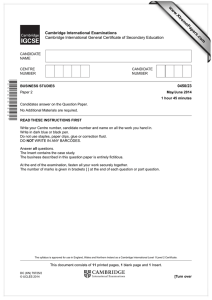 www.XtremePapers.com Cambridge International Examinations 0450/23 Cambridge International General Certificate of Secondary Education