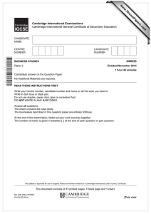 www.XtremePapers.com Cambridge International Examinations 0450/23 Cambridge International General Certificate of Secondary Education