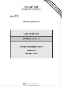 June 2003 MARKING SCHEME MAXIMUM MARK: 40 INTERNATIONAL GCSE