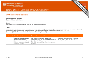 Scheme of work – Cambridge IGCSE Chemistry (0620) www.XtremePapers.com