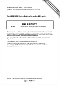 0620 CHEMISTRY  MARK SCHEME for the October/November 2014 series