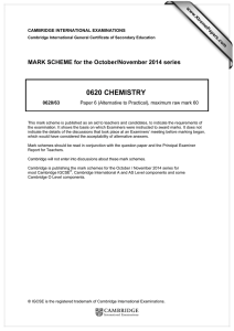 0620 CHEMISTRY  MARK SCHEME for the October/November 2014 series