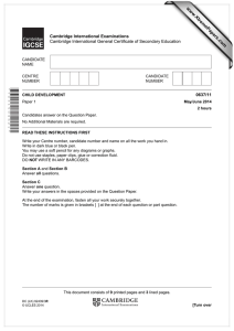 www.XtremePapers.com Cambridge International Examinations 0637/11 Cambridge International General Certificate of Secondary Education