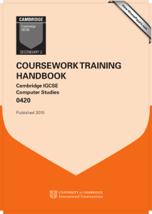 COURSEWORK TRAINING HANDBOOK 0420 Cambridge IGCSE