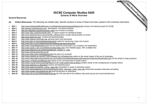 IGCSE Computer Studies 0420 Scheme of Work Overview www.XtremePapers.com General Resources