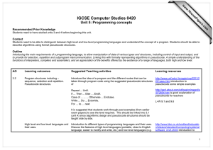 IGCSE Computer Studies 0420 Unit 5: Programming concepts  www.XtremePapers.com