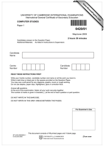 UNIVERSITY OF CAMBRIDGE INTERNATIONAL EXAMINATIONS International General Certificate of Secondary Education www.XtremePapers.com