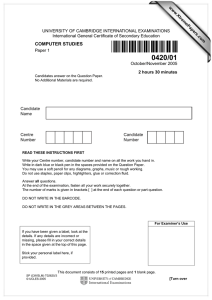 UNIVERSITY OF CAMBRIDGE INTERNATIONAL EXAMINATIONS International General Certificate of Secondary Education www.XtremePapers.com