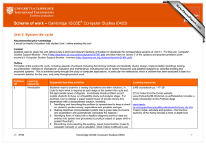 Scheme of work – Cambridge IGCSE Computer Studies (0420) www.XtremePapers.com