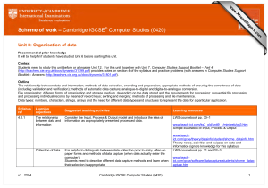 Scheme of work – Cambridge IGCSE Computer Studies (0420)