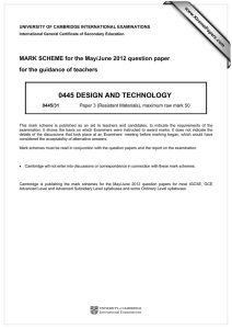 0445 DESIGN AND TECHNOLOGY  for the guidance of teachers