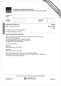 www.XtremePapers.com Cambridge International Examinations 0445/42 Cambridge International General Certificate of Secondary Education