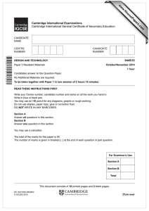 www.XtremePapers.com Cambridge International Examinations 0445/33 Cambridge International General Certificate of Secondary Education