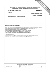 UNIVERSITY OF CAMBRIDGE INTERNATIONAL EXAMINATIONS International General Certificate of Secondary Education www.XtremePapers.com