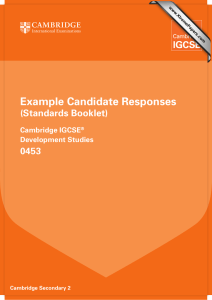Example Candidate Responses (Standards Booklet) 0453 Cambridge IGCSE
