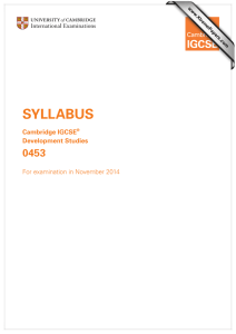 SYLLABUS 0453 Cambridge IGCSE Development Studies