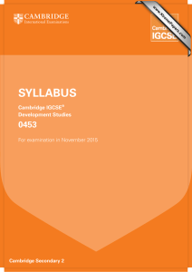 SYLLABUS 0453 Cambridge IGCSE Development Studies