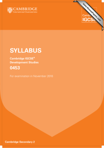 SYLLABUS 0453 Cambridge IGCSE Development Studies