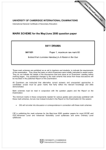 MARK SCHEME for the May/June 2006 question paper  0411 DRAMA www.XtremePapers.com
