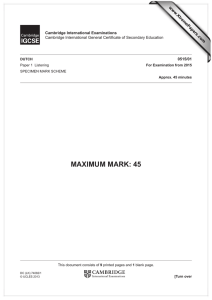 MAXIMUM MARK: 45 www.XtremePapers.com Cambridge International Examinations 0515/01