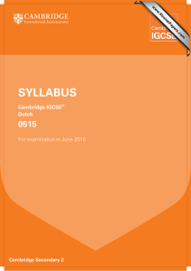 SYLLABUS 0515 Cambridge IGCSE Dutch