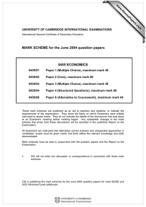 MARK SCHEME for the June 2004 question papers  0455 ECONOMICS www.XtremePapers.com