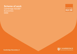 Scheme of work Cambridge IGCSE  Economics